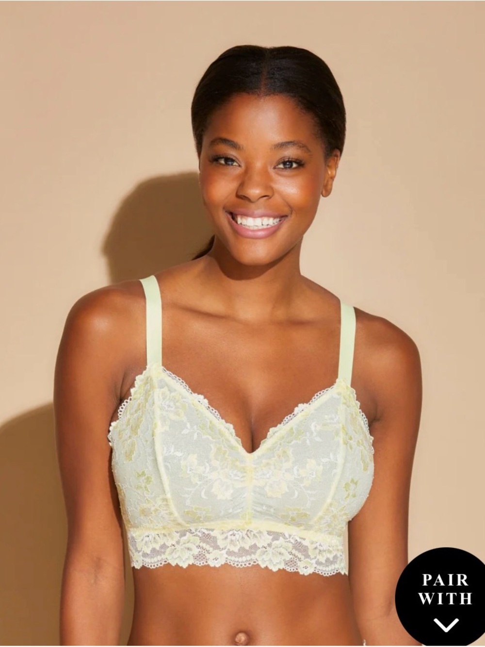 Cosabella Pale Yellow Lace Bralette with Scalloped Hem